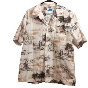 Loana Casuals Hawaii Palmtree Mens Button Short Sleeve Shirt XL